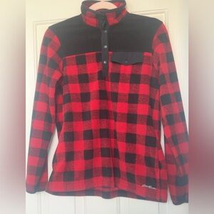 Eddie Bauer | Women’s Buffalo Checkered Fleece Button Up Sweater Top Size Small